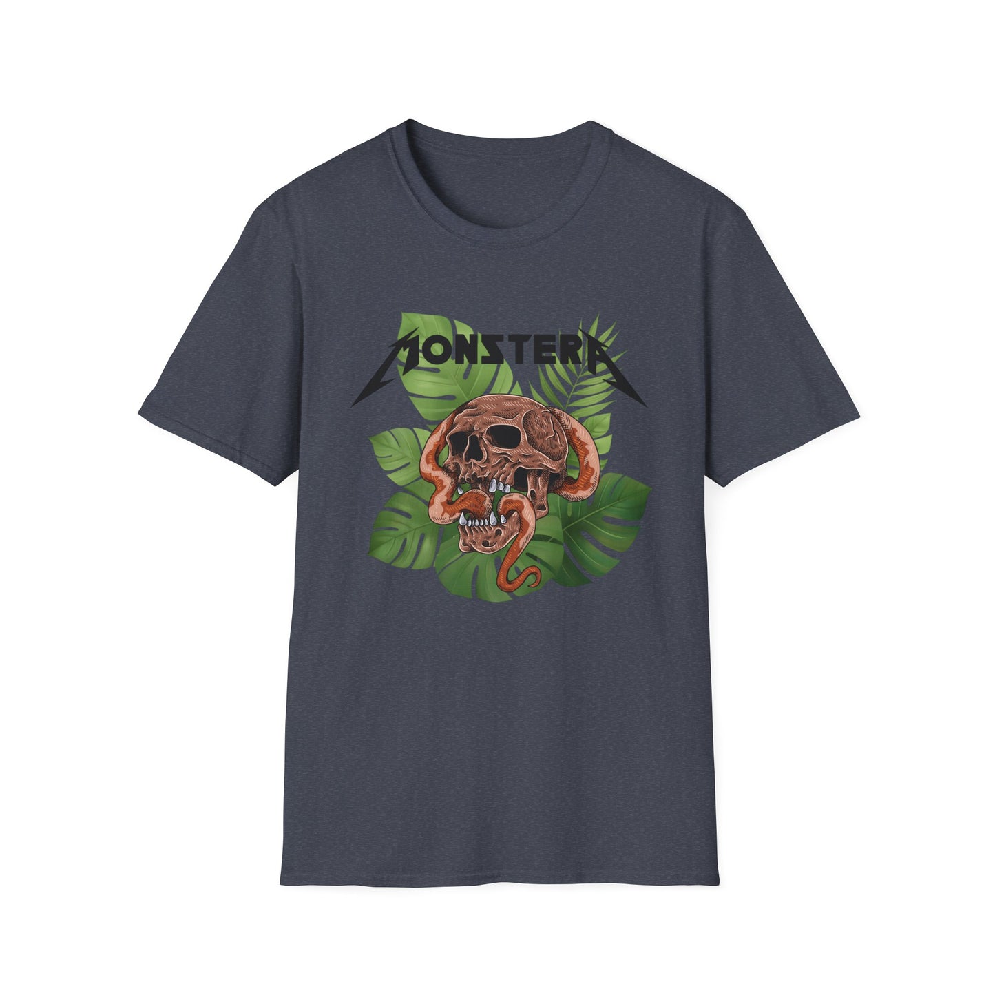 MonsterA Skull and Plant T-Shirt - Unisex Softstyle Tee, Edgy Fashion, Graphic Shirt, Casual Wear, Gift for Halloween, Music Lovers