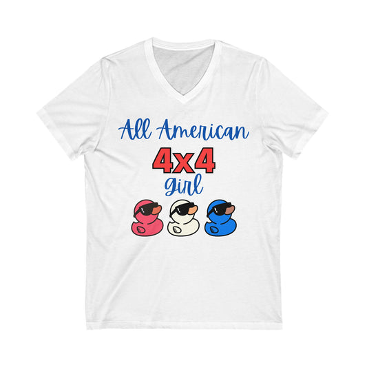 All American 4x4 Girl Short Sleeve V-Neck Tee