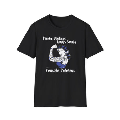 Kinda Vintage Always Savage Female Veteran Softstyle T-Shirt