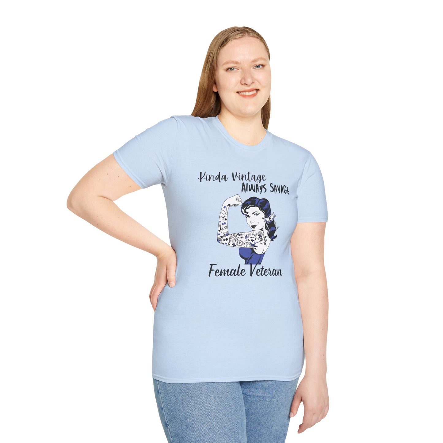 Kinda Vintage Always Savage Female Veteran Softstyle T-Shirt