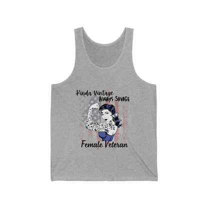 Kinda Vintage Always Savage Female Veteran Jersey Tank Top