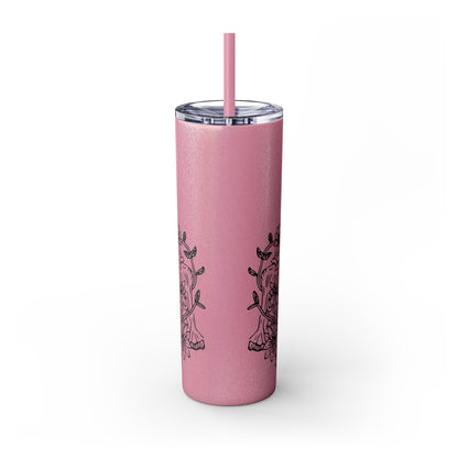 Hydrate or Die-drate Skinny Tumbler with Straw, 20oz