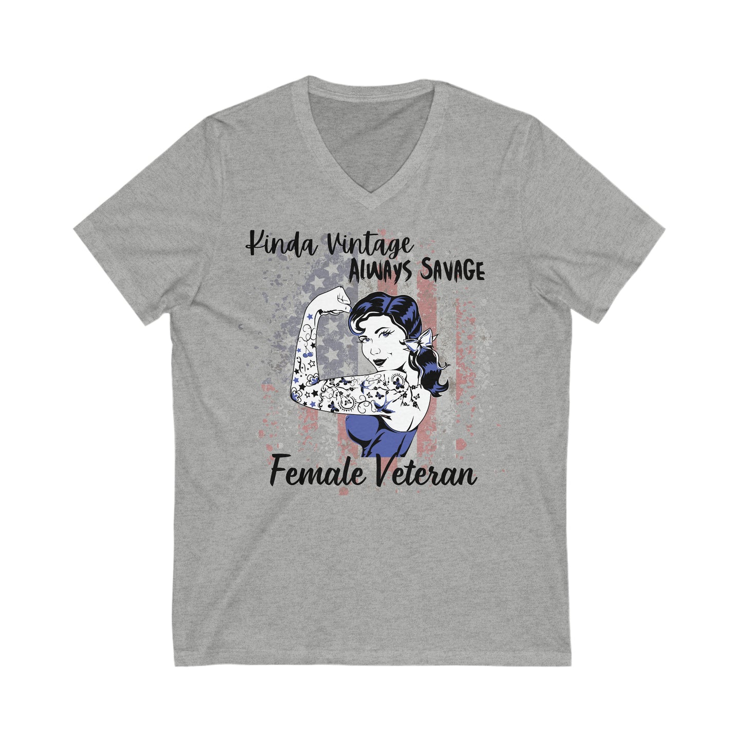 Vintage and Savage Female Veteran V-Neck Tee