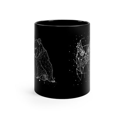 Owl and Bear Constellations 11oz Black Mug