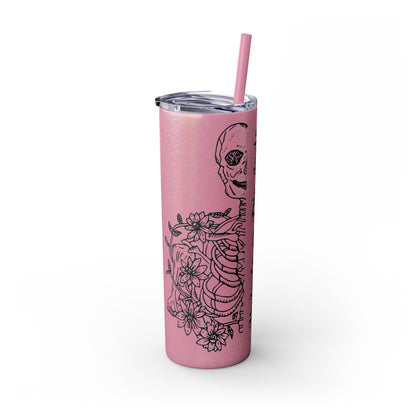 Hydrate or Die-drate Skinny Tumbler with Straw, 20oz