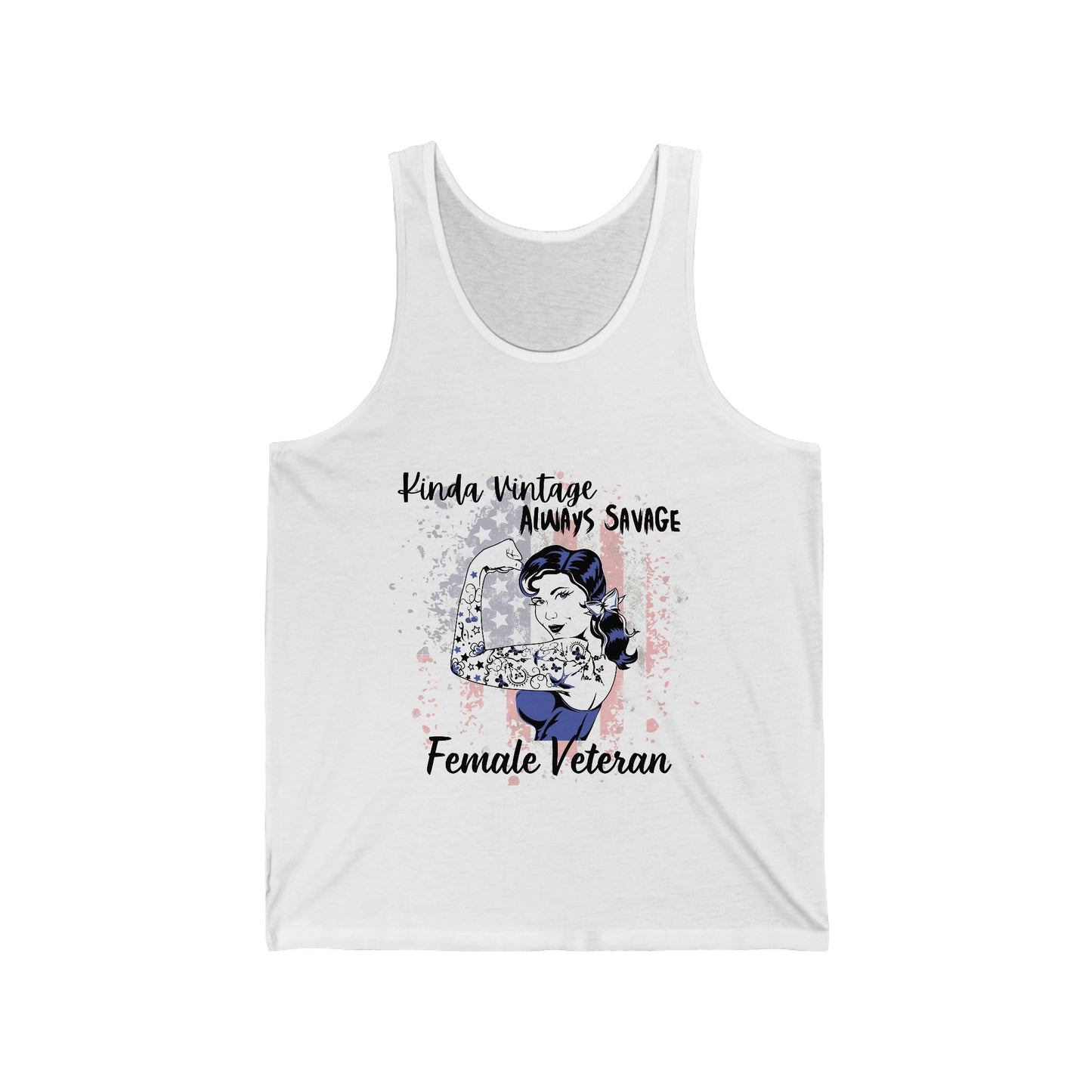 Kinda Vintage Always Savage Female Veteran Jersey Tank Top