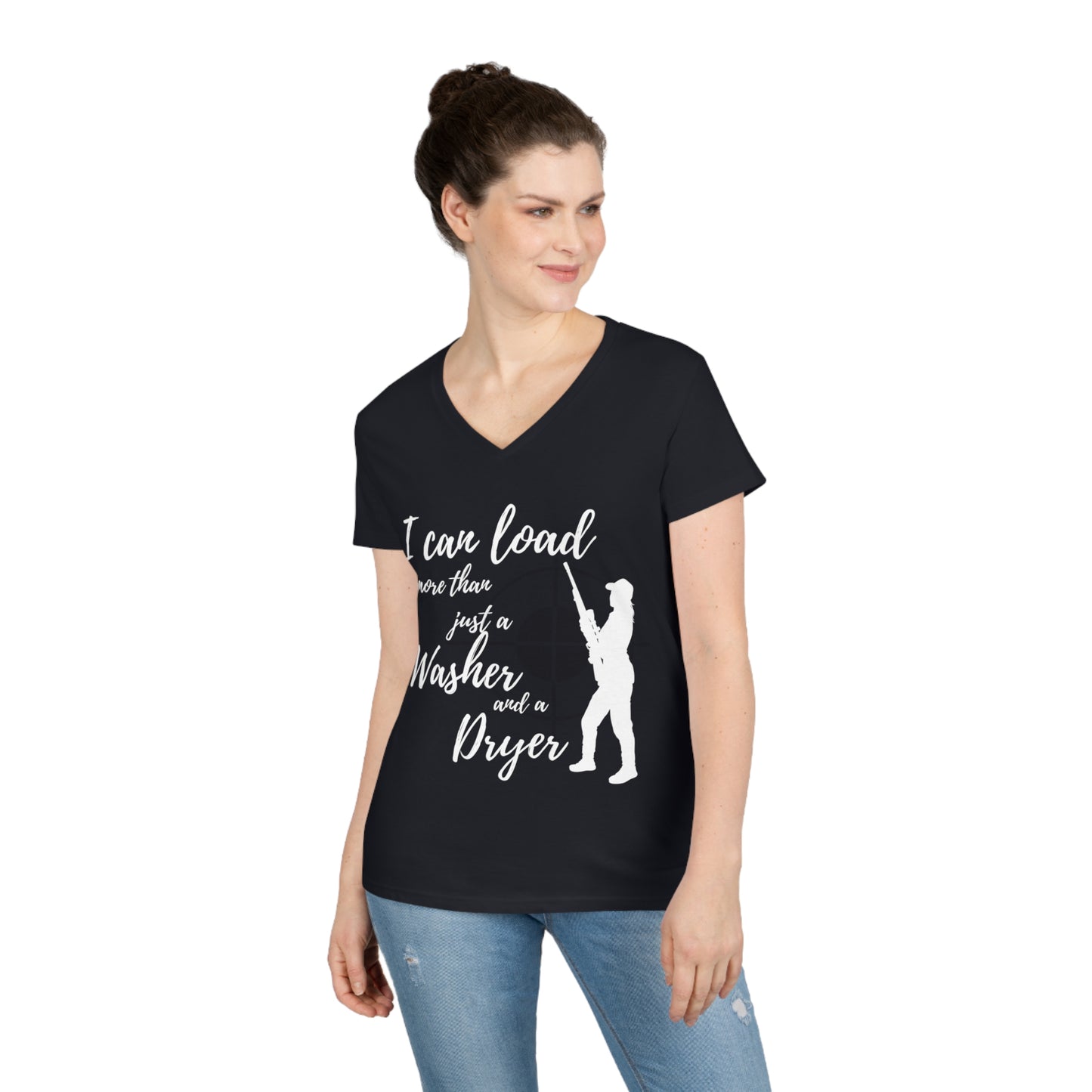 A Girl and A Gun Ladies' V-Neck T-Shirt