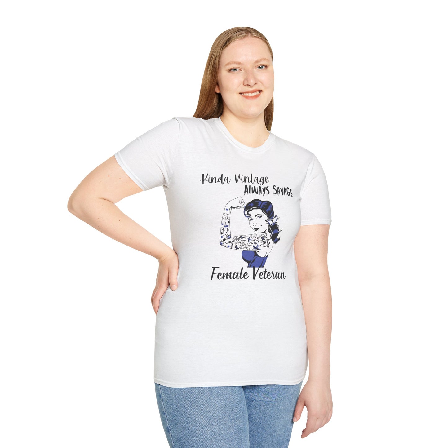 Kinda Vintage Always Savage Female Veteran Softstyle T-Shirt