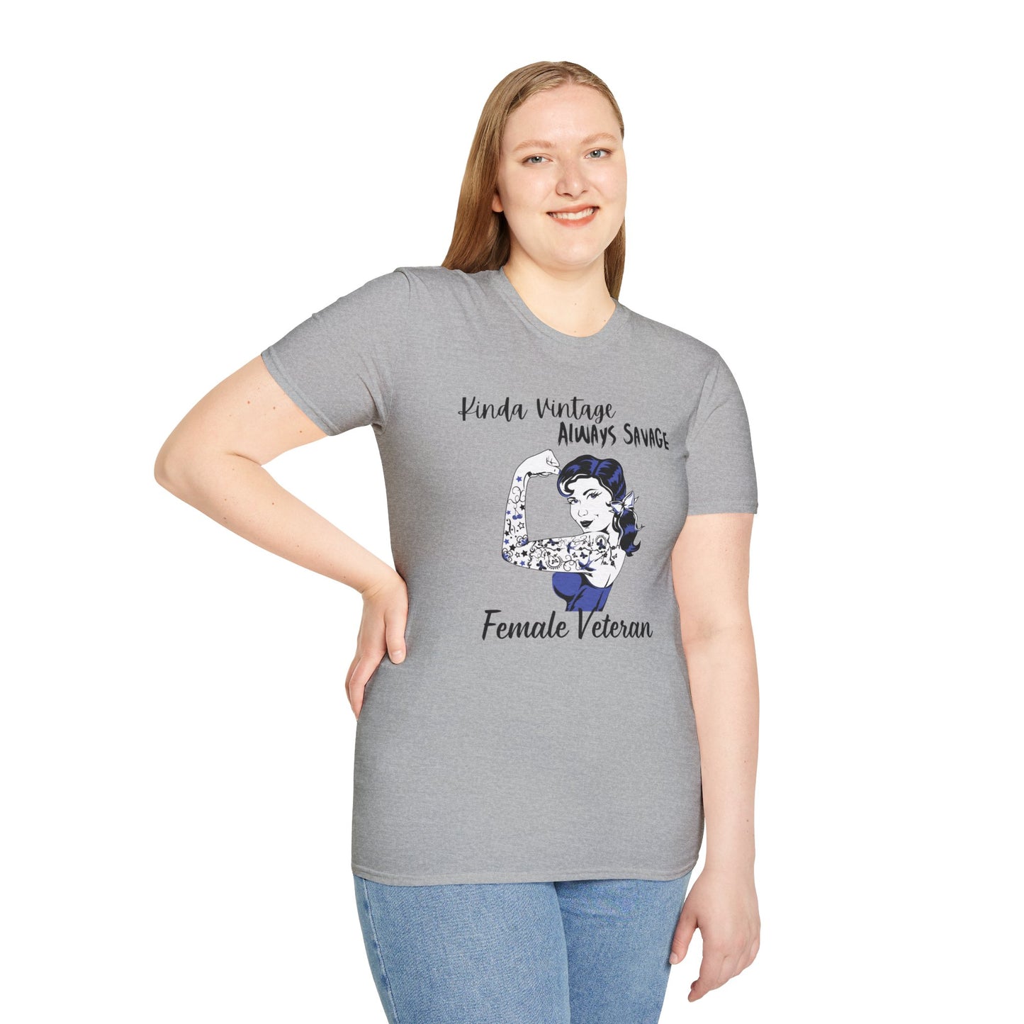 Kinda Vintage Always Savage Female Veteran Softstyle T-Shirt