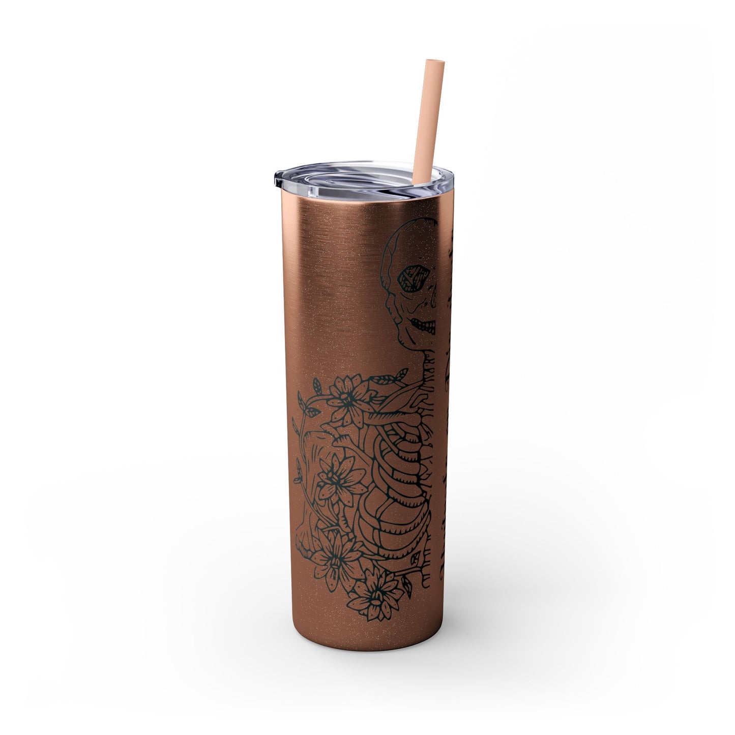 Hydrate or Die-drate Skinny Tumbler with Straw, 20oz