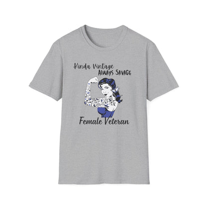 Kinda Vintage Always Savage Female Veteran Softstyle T-Shirt