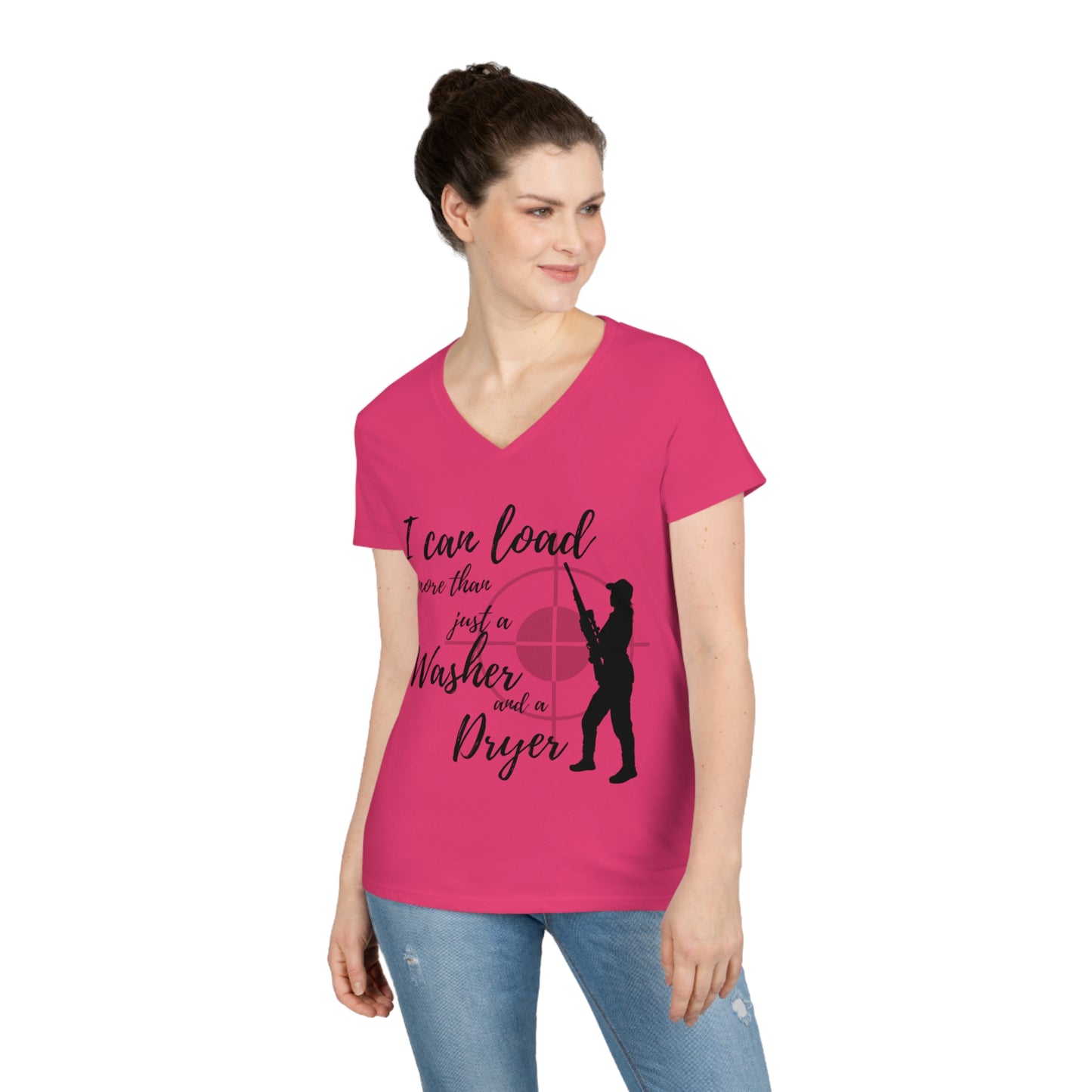 A Girl and A Gun Ladies' V-Neck T-Shirt