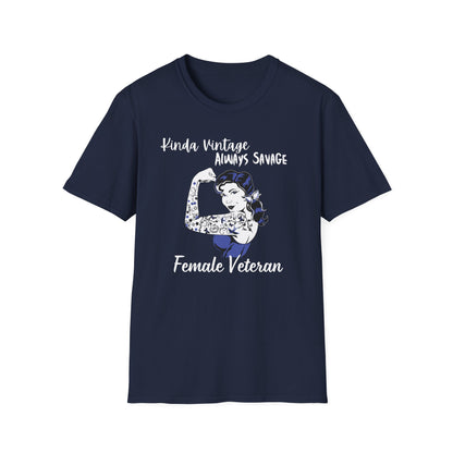 Kinda Vintage Always Savage Female Veteran Softstyle T-Shirt