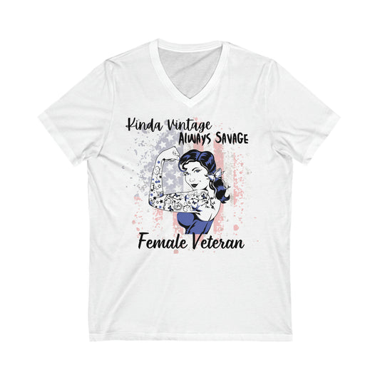 Vintage and Savage Female Veteran V-Neck Tee