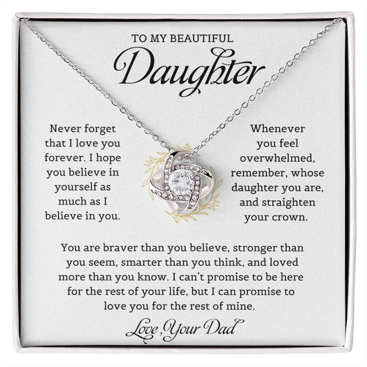 To My Beautiful Daughter | Never Forget That I Love You - Love Knot Necklace